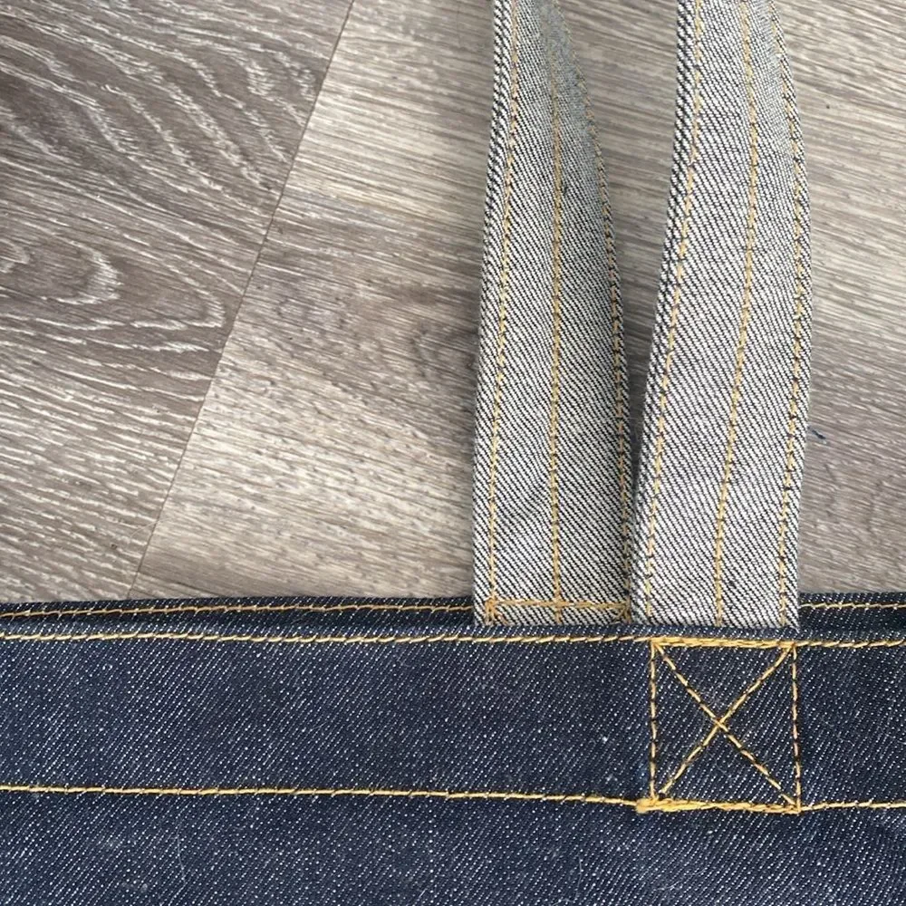 AG Adriano Goldschmied Blue Denim Tote embroidered Logo w/ Read threads NWOT